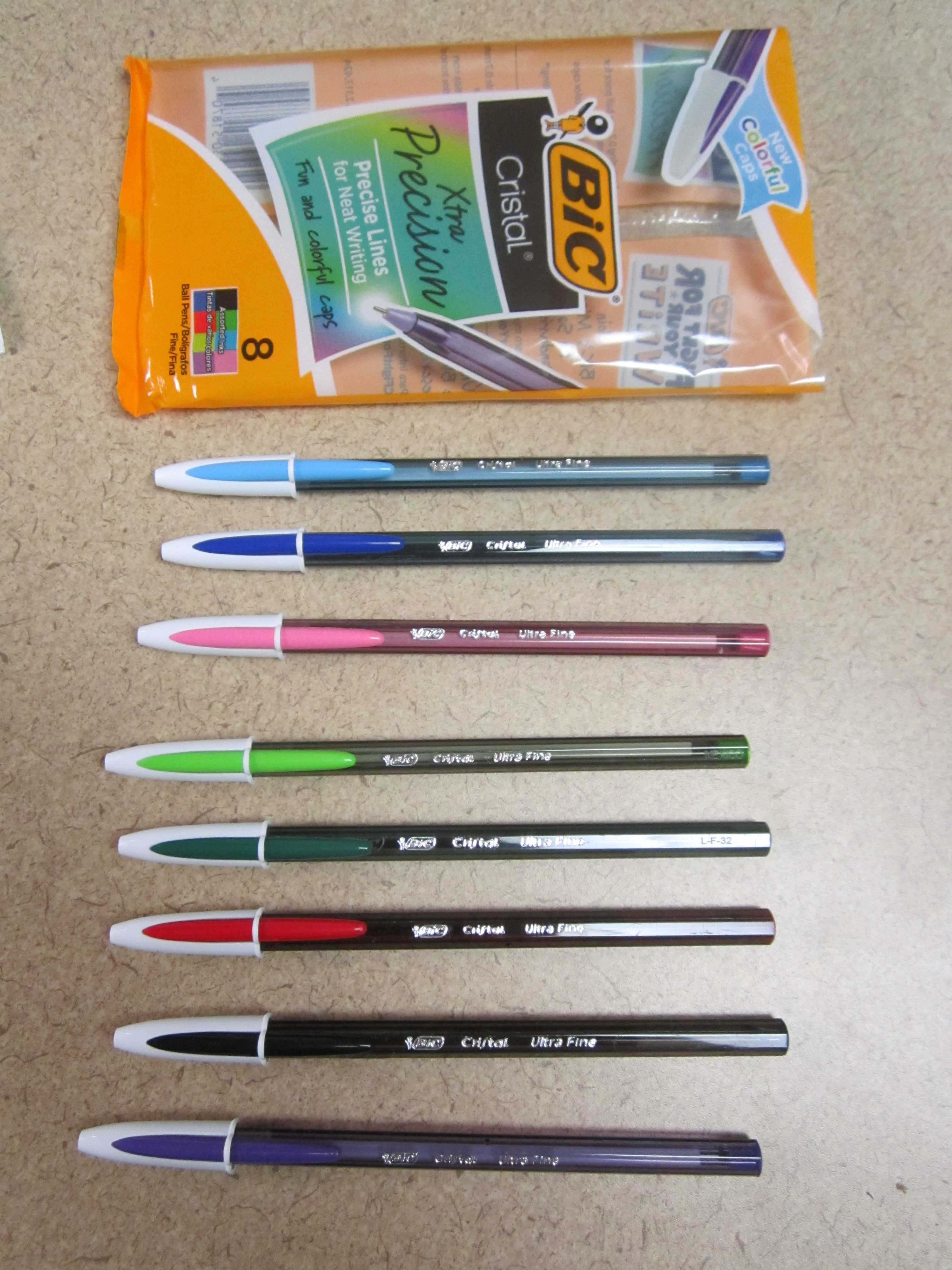 BIC CRISTAL FUN BALL PEN ASSORTED INK COLOR FINE WRITING PACK OF 4 PENS